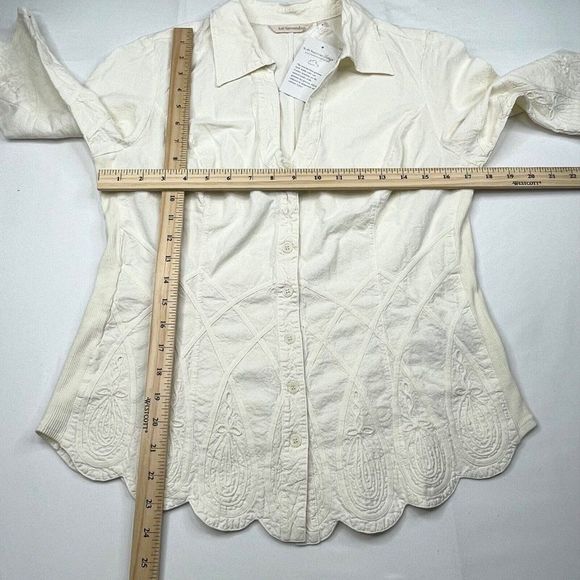 Soft Surroundings Embroidered Soutache Cotton Button Front Top NEW - Picture 9 of 9